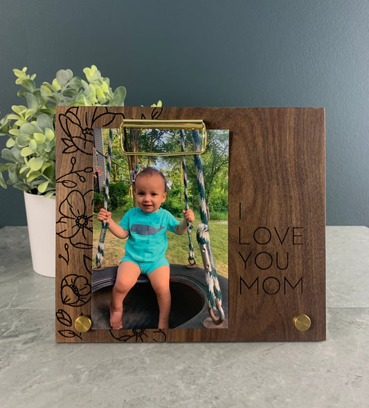 I Love You Mom Floral Frame