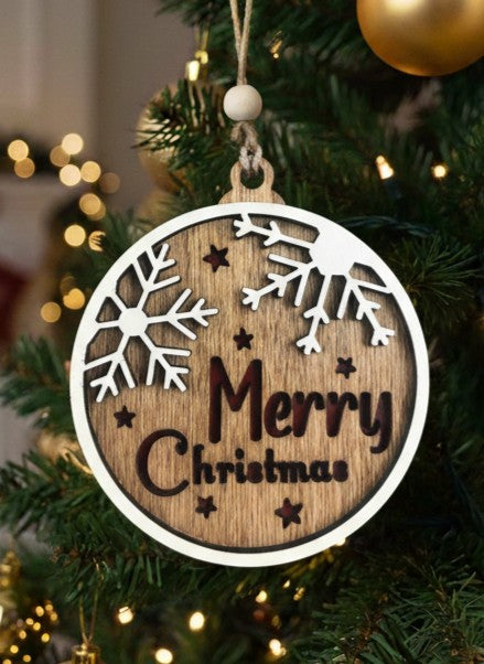 Snowflake & Stars "Merry Christmas" Ornament